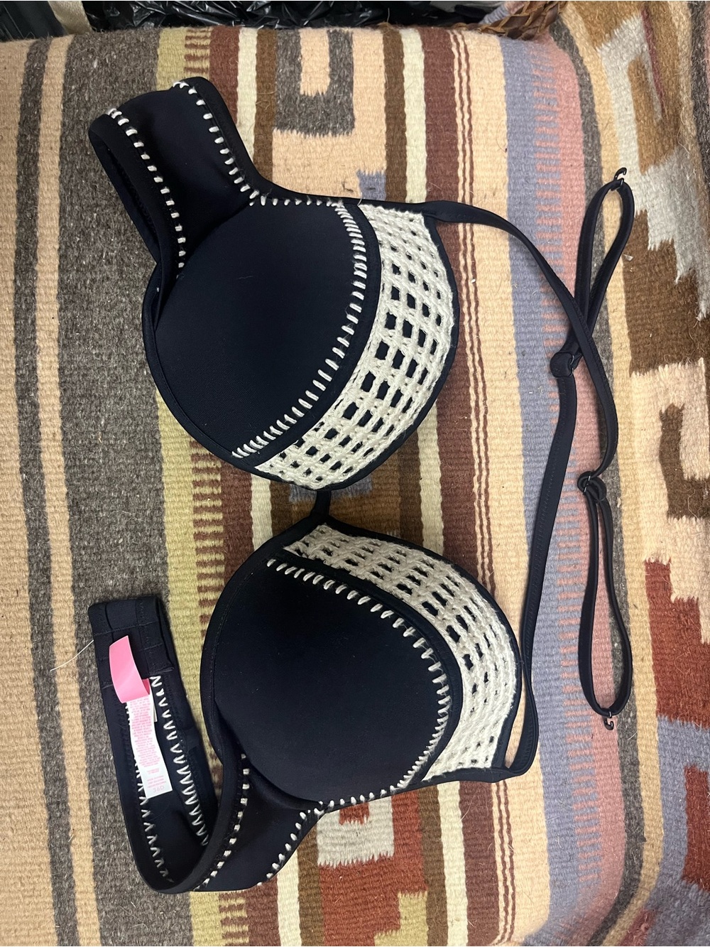 Victoria’s Secret Black Crochet Trim Push-Up Bikini Top